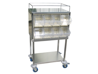 עגלה תבלינים כפולה 16 תאים (4 רב תא ) עם מדף תחתון