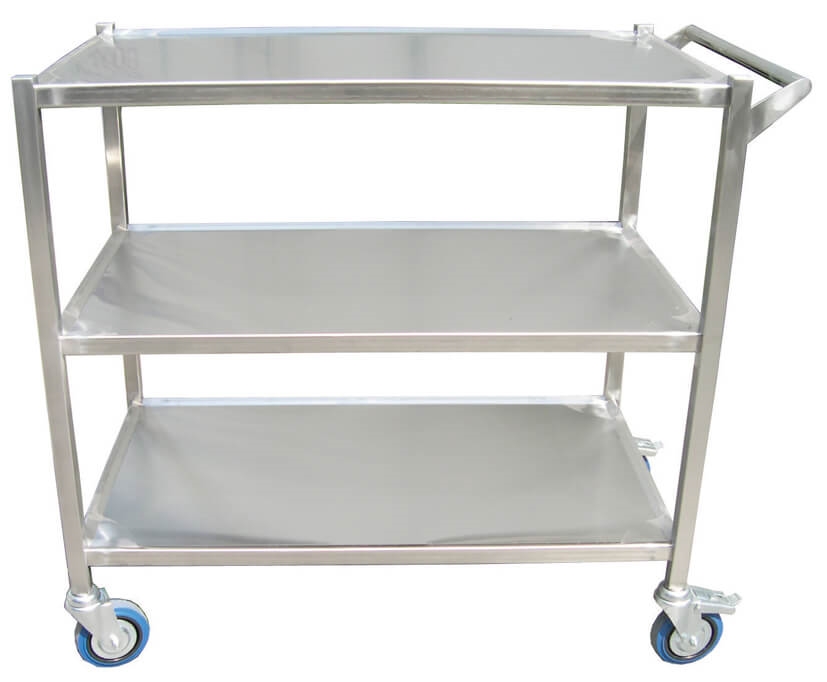 עגלה נירוסטה 3 קומות מדף 53/83 גובה 90 ס"מ ידית צד - ריתוך מלא