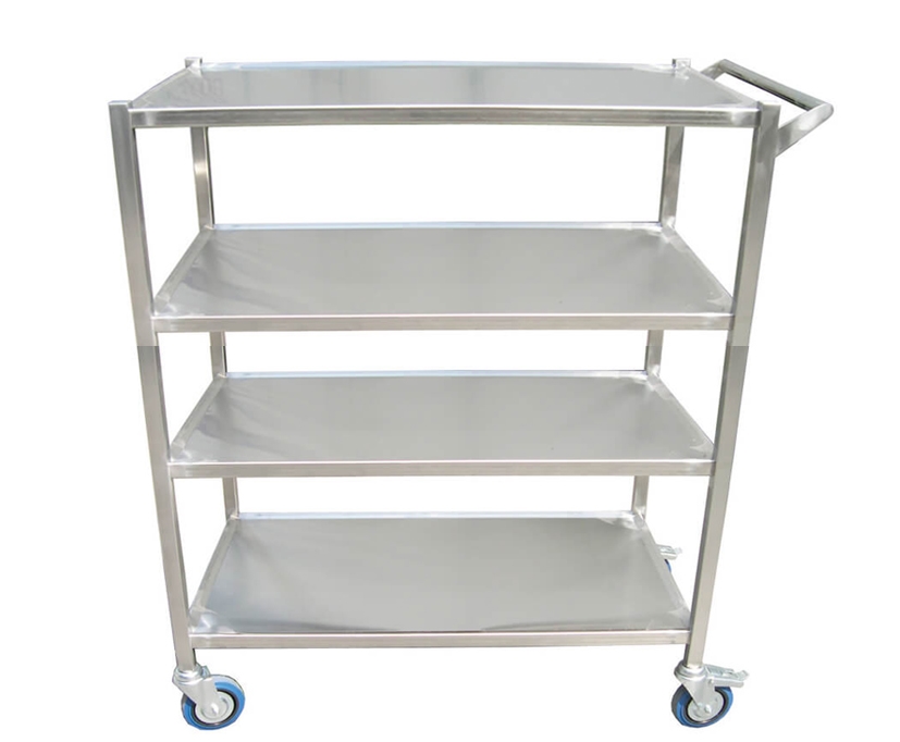 עגלה נירוסטה 4 קומות מדף 53/83 גובה 100 ס"מ ידית צד