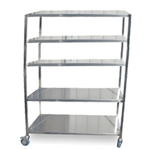 עגלה נירוסטה 5 קומות מדף 62/183 גובה 160 ס"מ פינות ישרות