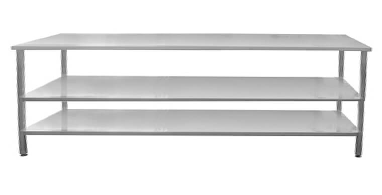 שולחן נירוסטה 80/235 ג-94 ס"מ + 2 מדפים תחתוניים table