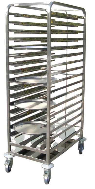 עגלה 18 מסלולים כפולה ל-36 מגשי פיצה 43 ס"מ+מדף תחתון כפול