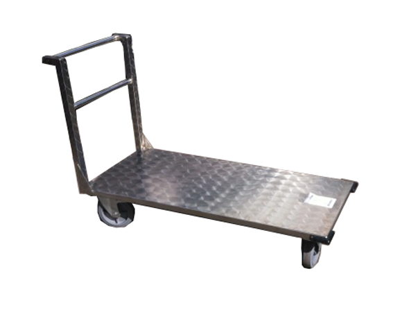 עגלה משא מחוזקת מנירוסטה 140/60 + ידית בגובה 100 ס"מ גלגלי גומי מלא קוטר 200 מ"מ לעומס כבד