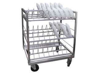 עגלה נירוסטה לייבוש צלחות מלבניות בעמידה 3 קומות