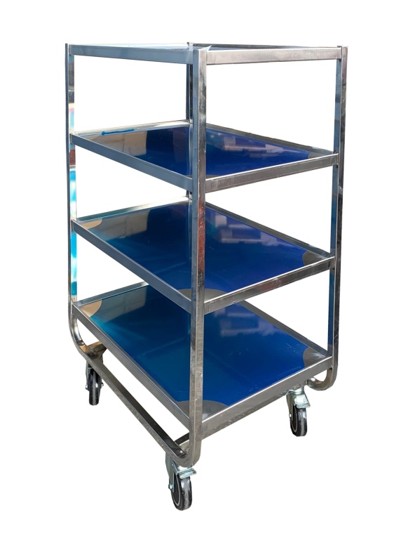 עגלה נירוסטה 4 קומות מדף 53/83 גובה 130 ס"מ פרופיל הפוך