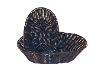 סלסלה ללחם דמויי קש שחור אובל 15/23 גובה 6 ס"מ WB3023BK