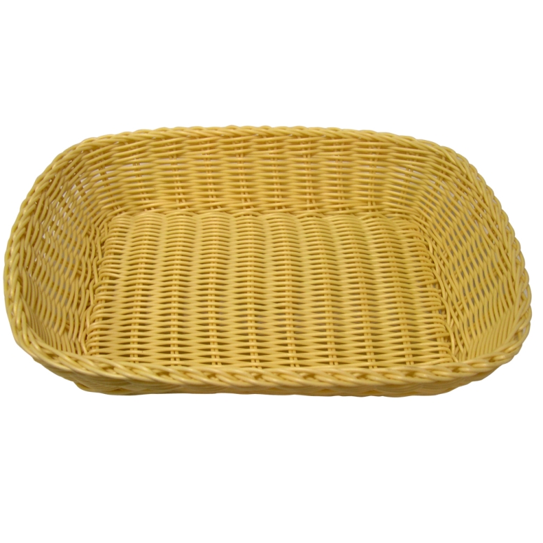 סלסלה ללחם מחוזקת דמויי קש בהיר מלבנית 22/30 גובה 7 ס"מ