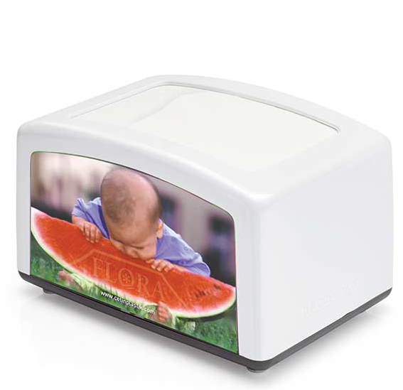 דיספנסר מפיות שוכב מתכתי לבן flora