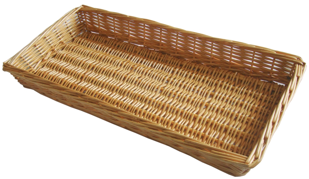 סלסלה ללחם מחוזקת דמויי קש בהיר מלבנית 45/31 גובה 8 ס"מ