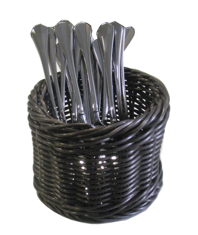 סלסלה ללחם מחוזקת דמויי קש חום כהה עגול 12 גובה 8.5 ס"מ  BD12X8-508