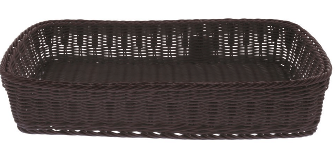 סלסלה ללחם מחוזקת דמויי קש חום כהה מלבנית 32.5/53 ס"מ (מידת גסט' 1/1) גובה 9 ס"מ