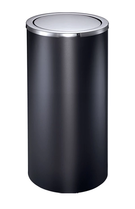 פח שחור 37 ליטר -ראש מטוטלת מסתובב שחור מט  קוטר 30 ס"מ גובה 65 ס"מ(רול)