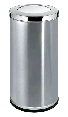 פח נירוסטה כסוף-ראש מסתובב מהודר+אשפתון 55 ליטר