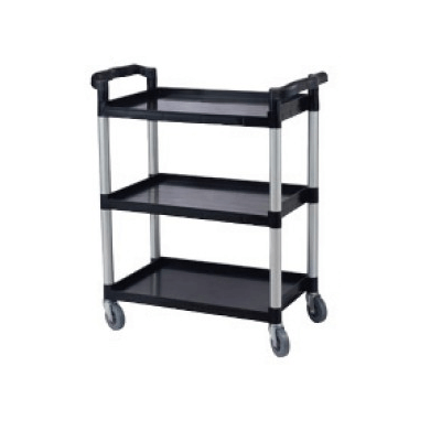 עגלה שרות פלסטיק קטנה 3 קומות 83.5/41.3/96.5 כולל ידיות צבע שחור