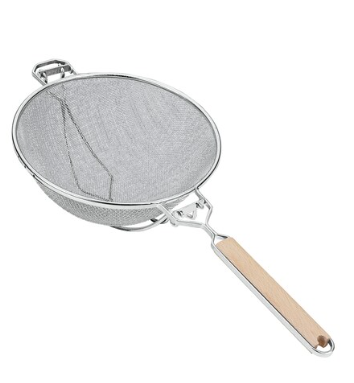 מסננת רשת מחוזקת ידית עץ 23 ס"מ רשת כפולה