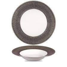 צלחת פסטה 24 ס"מ שוליים חום מוברש CHURCHILL Bamboo Spinwash Dusk