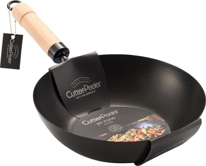 ווק יפני 25 ס"מ ידית עץ נון סטיק אינדקוציה CUTTERPEELER 2L