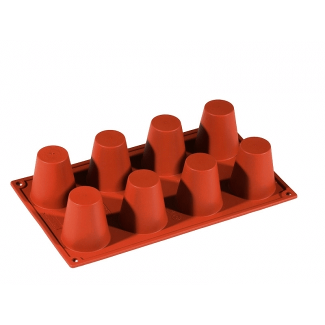תבנית סיליקון 8 שקעים בבה גדול קוטר 5.5 ס"מ גובה 6 ס"מ PAVONI FR002