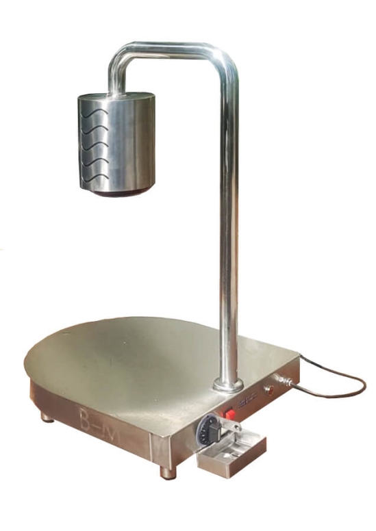 "נטו"-משטח חימום נירוסטה מעוגל קוטר 43 ס"מ כולל זרוע ומנורה עגולה כולל סימרסטט ונעילת שבת נטו E