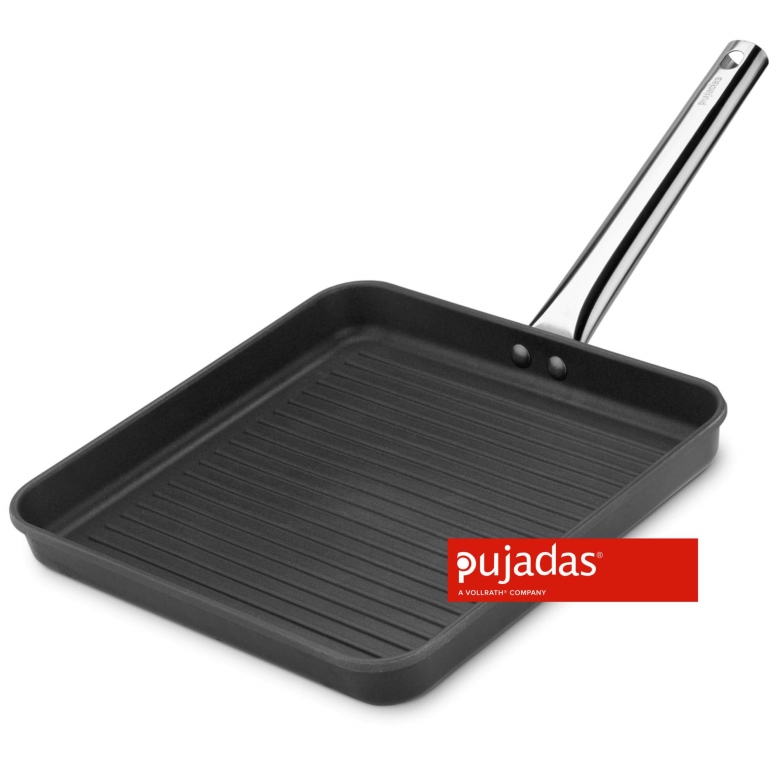 מחבת גריל/סטייק מרובעת 28 ס"מ נון סטיק ידית נירוסטה אינדוקציה PUJADASהופסק ייצור