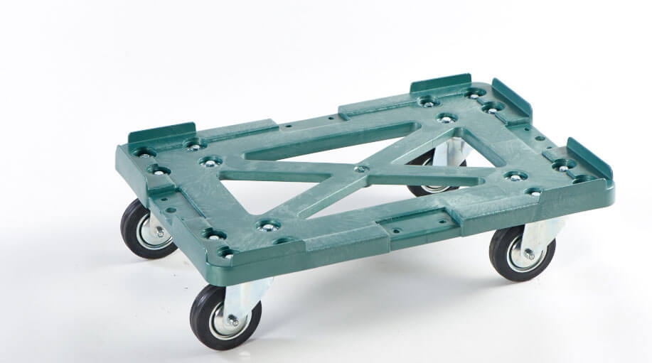 עגלה דולי ירוקה פלסגד עם גלגלי אוקולון מגולבנים לארגזי 60/40 ס"מ