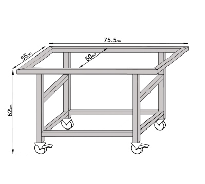 "נטו"- עגלה מחוזקת ל מיכל 130 ליטר B-M SUPER DUTY ברזל שחור B-M BOLT PATENT 261865 "נטו"