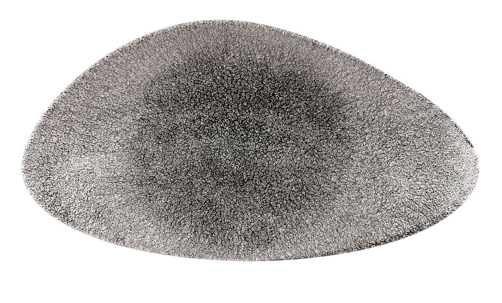 צלחת משולשת רחבה אסימטרי36/25 ס"מ CHURCHILL RAKU BLACK