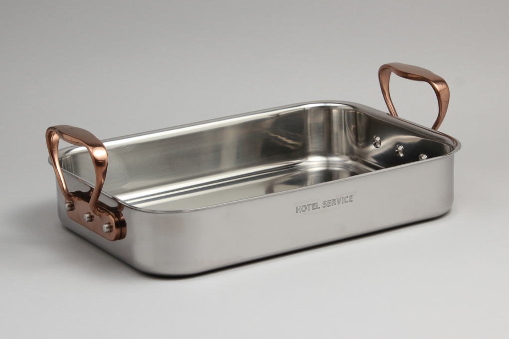 תבנית רוסטר נירוסטה 33/23/6 ס"מ מלבן 3 שכבות ידיות נירוסטה HS