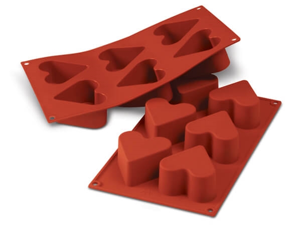 תבנית סיליקון לבבות 6 שקעים SILIKOMART