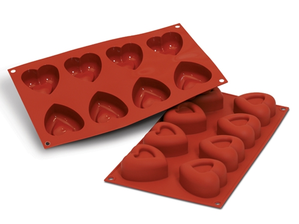 תבנית סיליקון לבבות 8 שקעים SILIKOMART