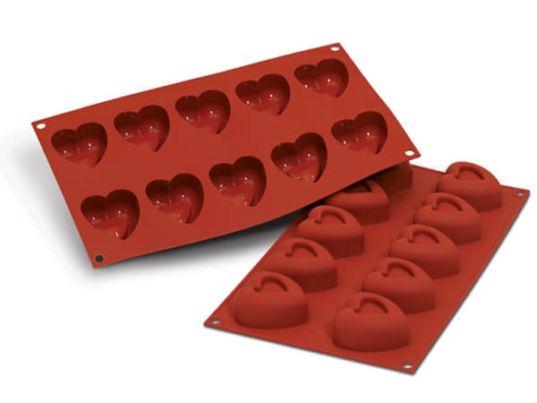 תבנית סיליקון לבבות 10 שקעים SILIKOMART