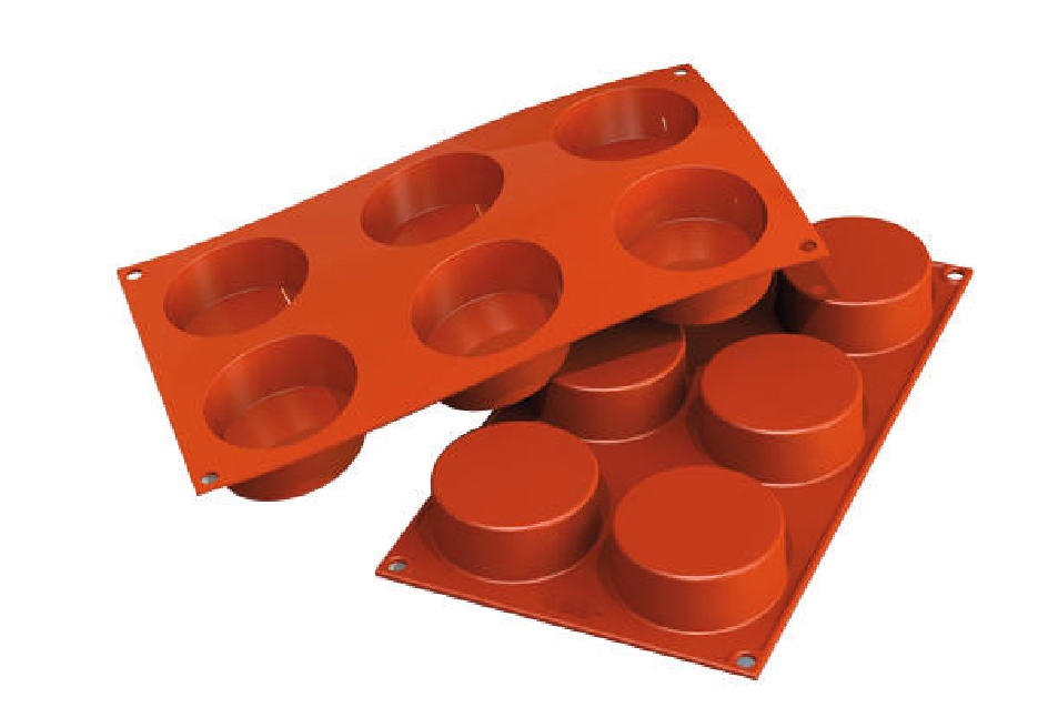 תבנית סיליקון צילינדר 6 שקעים קוטר 7 גובה 2.7 ס"מ