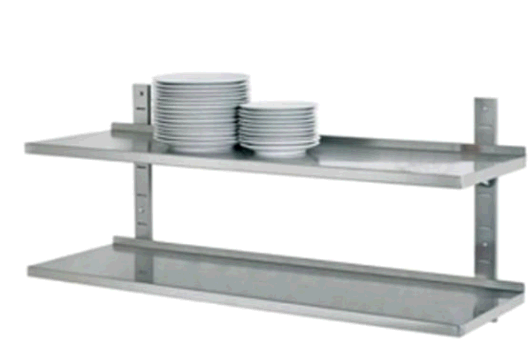 מדף קיר נירוסטה כפול 30/120 ס"מ + ברגים "נטו"