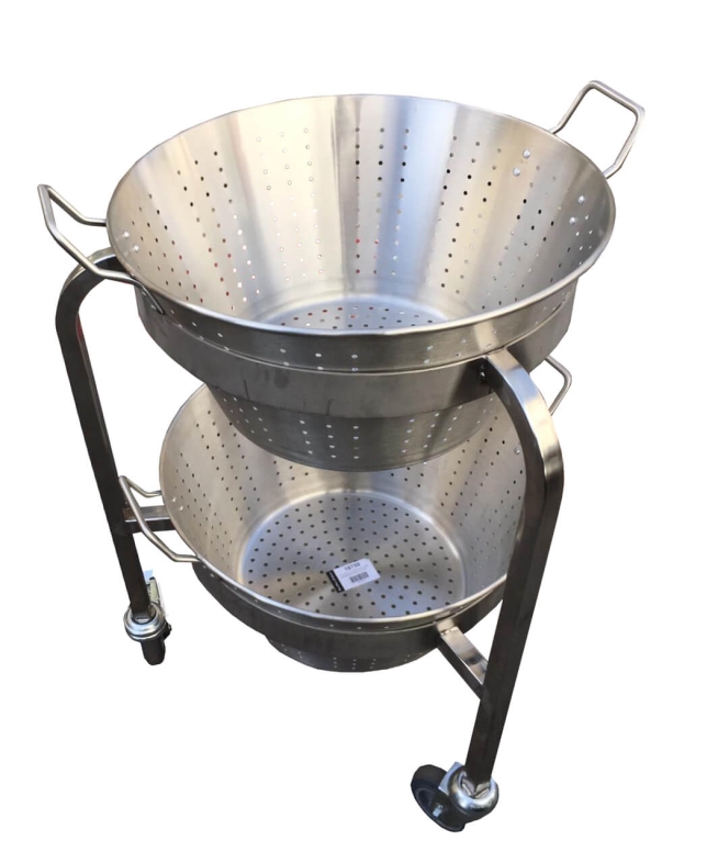 עגלה נירוסטה מחוזקת ל-2 מסננות ( מסננת 54 ) 50 ס"מ קוטר עליון פנימי 465 מ"מ ג-750 מ"מ