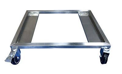 עגלה נירוסטה נמוכה למיכל 130 ליטר 52/73 ג-20 ס"מ(מסופק ללא המיכל)