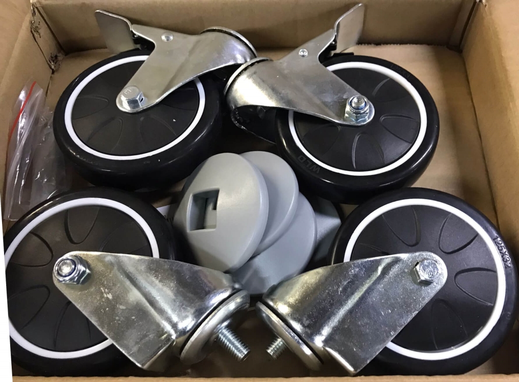 "נטו"- סט/קיט 4 גלגלים 5" PU מגולוון שחור/אפור בורג מתאם  M12 "נטו"