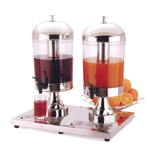 דיספנסר שתייה כפול כיפה עגולה שקוף/נירוסטה 2X8 ליטר