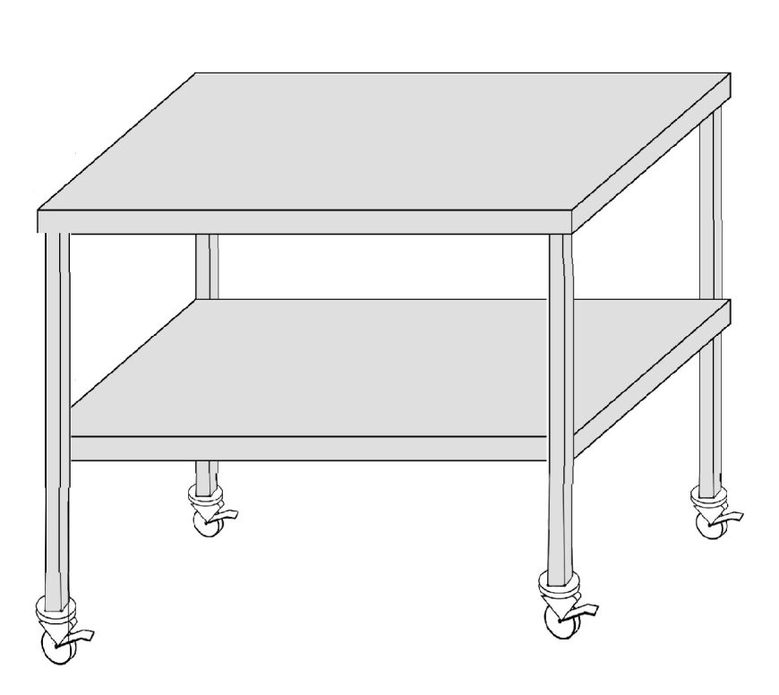 שולחן נירוסטה לשיש 190/90 ג' 78 ס"מ מחוזק+קושרות באמצע למטה עם גלגלים משוגעים ו4 סטופרים table